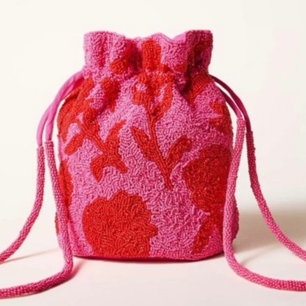 Kate Spade x Target Beaded Classic Rose Bucket Bag -Pink/Red